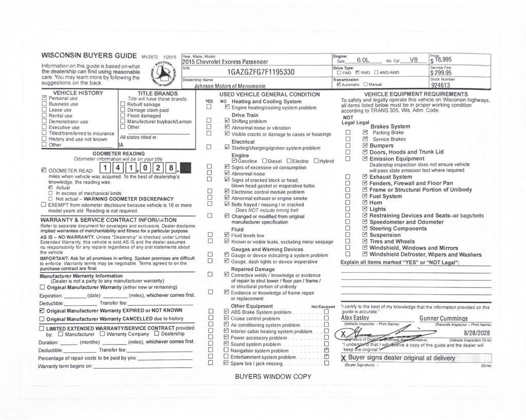 2015 Chevrolet Express Passenger 3500 LS