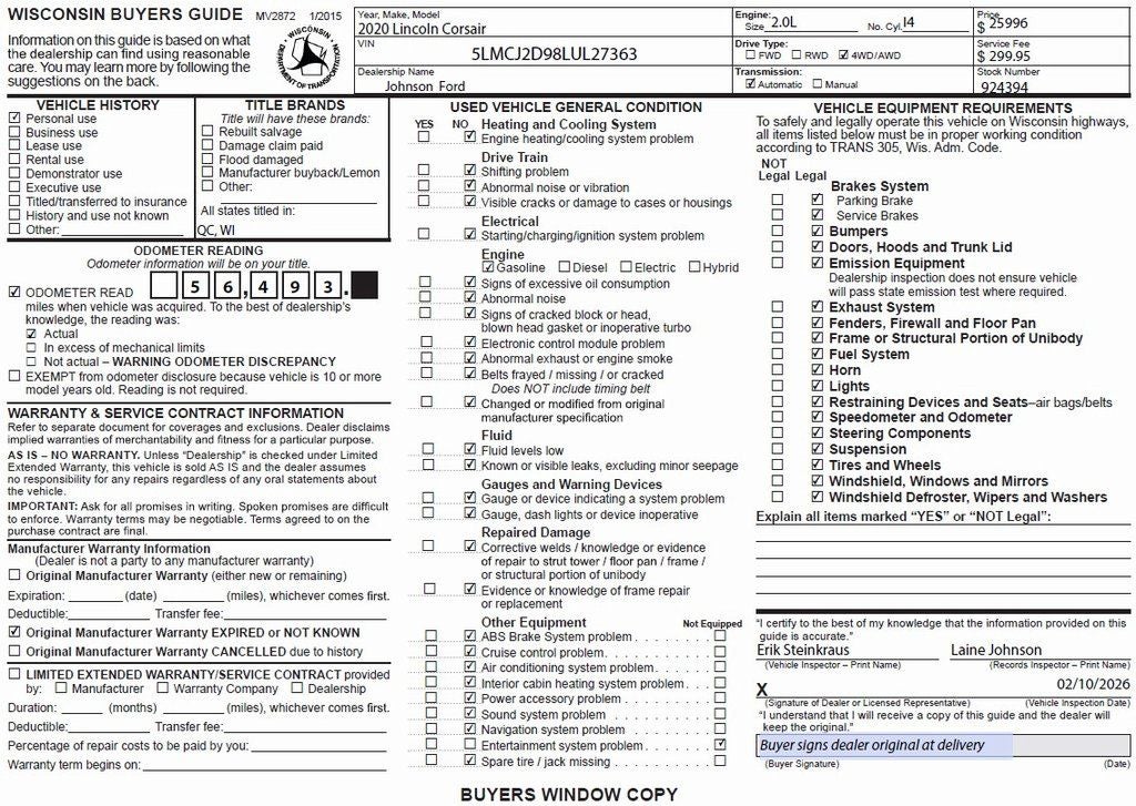 2020 Lincoln Corsair Reserve