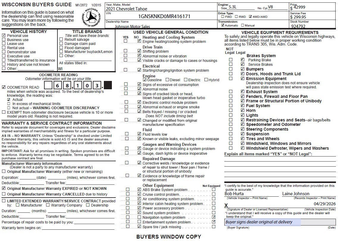 2021 Chevrolet Tahoe LT