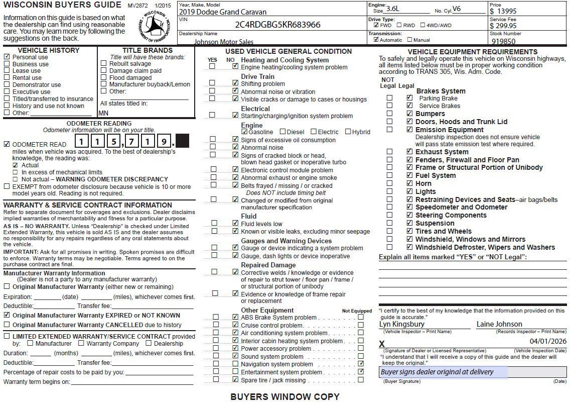 2019 Dodge Grand Caravan SE