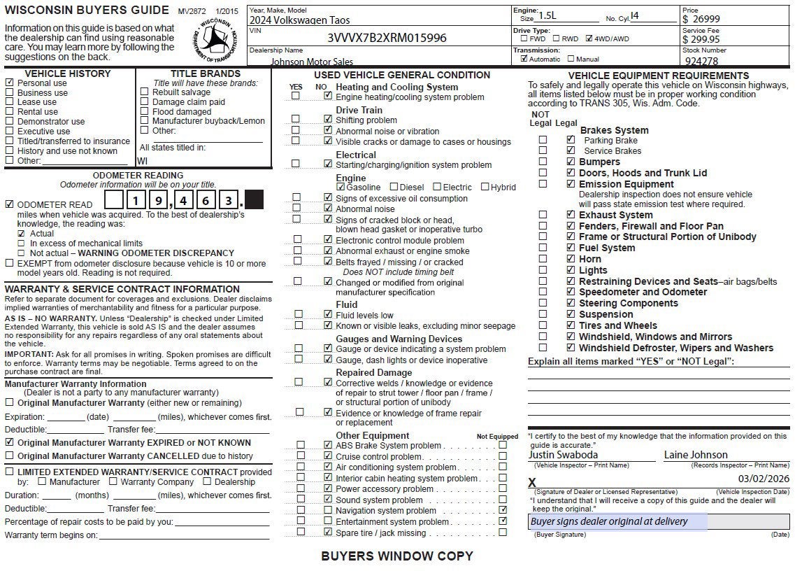 2024 Volkswagen Taos SE