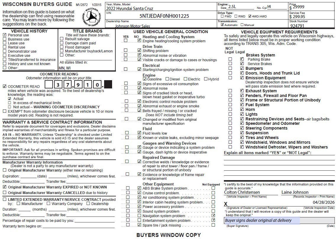 2022 Hyundai Santa Cruz Limited